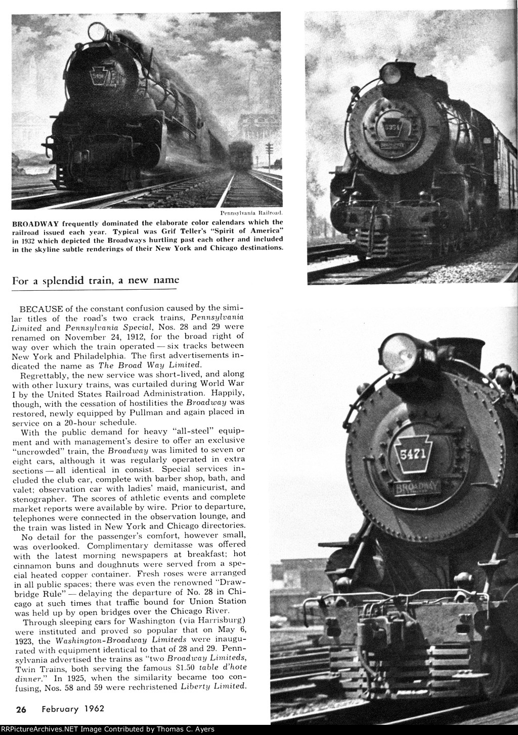 "The Broadway Limited," Page 26, 1962